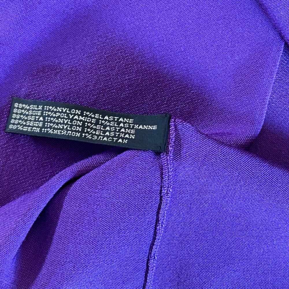 Ralph Lauren Black Label One Shoulder Asymm. Neckline Purple Blouse, Size L - Picture 14 of 15